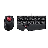 ELECOM Wired/Wireless/Bluetooth Finger-Operated Trackball Mouse & Wired Japanese Layout Keyboard with Built-in Optical Trackball Mouse & Scroll Wheel