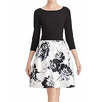 American Living Womens Floral Jacquard A-line Dress, Black, 18