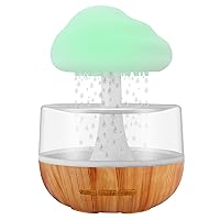 Zen Raining Cloud Night Light Aromatherapy Essential Oil Diffuser Micro Humidifier Desk Fountain Bedside Sleeping Relaxing Mood Water Drop Sound (White)