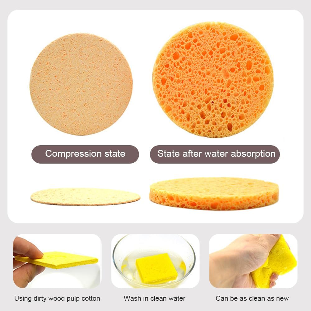 Turmeric Kojic Acid Pads, 2024 New Kojic Acid and Turmeric Cleaning Sponge for Face, Kojic Acid Brightening Pads Natural Compressed Facial Sponges for Cleansing and Exfoliating (100PCs*Yellow)