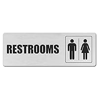 Male Female Modern Restroom Sign Brushed Silver Restroom, Bathroom, Business Signs / Decor PL-07