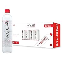 Agua Plus pH9+ Alkaline Water Bottles - 16.9 fl oz Drinking Water Bottles - USA Made - Electrolyte-Infused, Mineral-Rich, Recycled Plastic Water Bottles - 24-Pack