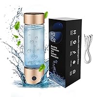 2024 Hydrogen Water Bottle, Hydrogen Water Bottle Generator, 3Min Quick Electrolysis, Suitable for Travel, Exercise, Hydration (Gold, 300ml)