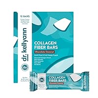 Dr. Kellyann Keto Collagen Fiber Bar - High Fiber, Low Carbs - Gluten Free, Non-GMO & No Artificial Sweeteners - Perfect Keto & Paleo Snack with Creamy Coconut Dipped in Dark Chocolate (12 bars)