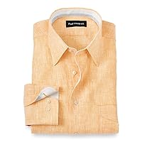 Paul Fredrick Men's Slim Fit Non-Iron Linen Solid Dress Shirt