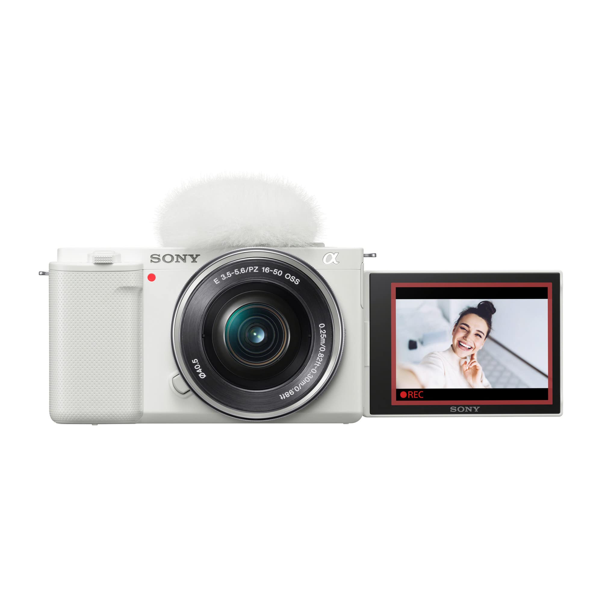 Sony Alpha ZV-E10 APS-C Mirrorless Vlog Camera (White) with 16-50mm Lens Bundle with Content Creator Kit (4 Items)