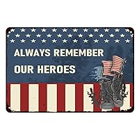 Memorial Day Metal Sign Freedom Boots Remember Our Heroes Military Poster Decor Tin Sign Vintage for Plaque Poster Restaurant Bar Courtyard Home Cafe Wall Art Sign 8x12 Inch