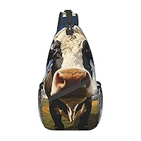 Prairie cow Crossbody Sling Backpack Sling Bag for Women Hiking Daypack Chest Bag Shoulder Bag
