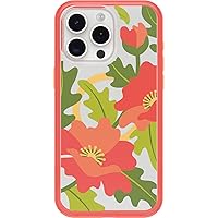 OtterBox iPhone 15 Pro MAX (Only) Symmetry Series Clear Case - Quilted Poppies (Red), Snaps to MagSafe, Ultra-Sleek, Raised Edges Protect Camera & Screen