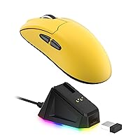GM-022 Gaming Mouse, 2.4GHz/BT/Wired, Yellow, Charging Dock, 1K+3395