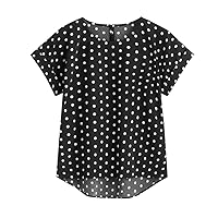 XJYIOEWT Womens Long Sleeve Tops with Skull T-Shirts Womens Summer Casual Dot Tops Sleeve Short Blouse Print Women's Bl