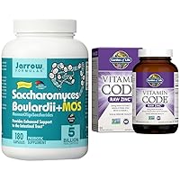 Saccharomyces Boulardii Probiotics + MOS 5 Billion CFU Probiotic Yeast & Garden of Life Zinc Supplements 30mg High Potency Raw Zinc and Vitamin C Multimineral Supplement