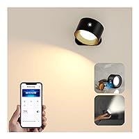 Smart Wall Sconces, Koopala LED Wall Mounted Lamps with 3 Lighting&RGB&Ambiance Mode, APP&Touch Control, Stepless Dimming, 360°Rotate, Cordless Wall Light with Rechargeable Battery for Reading Bedside