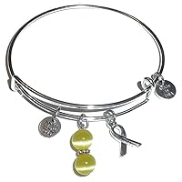 Hidden Hollow Beads Cancer Awareness (Hope for the Cure) Expandable Wire Women's Bangle Bracelet, Made In USA, Comes in a GIFT BAG