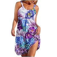 Vestidos Playa Mujer 2023 Verano Sling Sundress Floral Leopardo mármol Estampado Vestido Corto Mangas Dresses