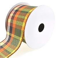 Homeford Fall Plaid Artistry Wired Ribbon, Harvest Gold, 2-1/2-Inch, 10-Yard