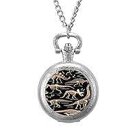 Skeleton of Dinosaur Vintage Pocket Watch Arabic Numerals Scale Quartz with Chain Christmas Birthday Gifts