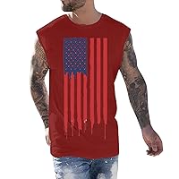 Men's American Flag Tank Tops Summer Cool Workout T-Shirts Gym Fitness Singlet Vest for Men Mens Beach Tank Top