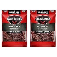 Jack Link's Beef Jerky, Peppered, Sharing Size Bag – Meat Snack with 9g of Protein & 80 Calories, Made with Premium Beef, No added MSG** or Nitrates/Nitrites, 5.85oz (Pack of 2)