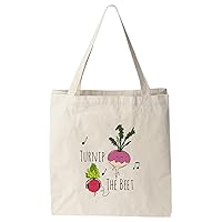 Turnip The Beat, 100% Cotton Canvas, Natural Tote Bag, Full-Color Tote, Funny Design