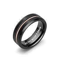 LerchPhi 8MM Black Mens Tungsten Carbide Wedding Band Groove with Real Guitar String Inlay Comfort Fit, Personalized Promise Rings For Him