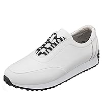 Men's Big Size White Leather Handmade Lightweight Fashion Sneakers