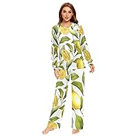 ALAZA Tropic Fruits Leaves Daisy Flowers Couples Matching Pajamas Sets
