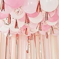 Ginger Ray Blush, White and Rose Gold Ceiling Balloon Kit with Tassels, Mix it Up