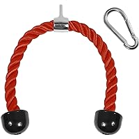 Deluxe Tricep Rope Cable Attachment, 27 & 36 inch with 4 Colors, Exercise Machine Attachments Pulley System Gym Pull Down Rope with Carabiner