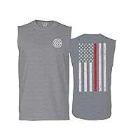 American Flag Thin Red Line Firefighter Support Seal Men's Muscle Tank Sleeveles t Shirt