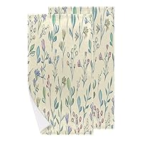 Meadow Flowers Scandinavian Style Hand Bath Towel Set of 2 Microfiber Quick Dry Soft Comfortable Absorbent Hand Towel Bathroom Towel 28.3 * 14.4 Inch for Bathroom Kitchen Gym Beach