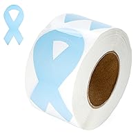 Fundraising For A Cause 250 Light Blue Ribbon Stickers - Large Ribbon (1 roll - 250 Stickers)
