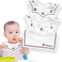 Captain Bear 3Pcs 360° Rotate Cotton Baby Bibs for Girls Boys Newborn Muslin Bibs For Teething And Drooling Adjustable With Snaps Baby Bibs For Toddler Soft and Absorbent Baby Bibs Baby Essentials