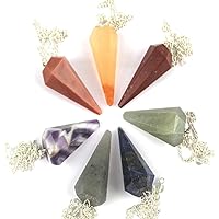 Jet 7 Chakra Pendulum Set Healing Metaphysical Reiki Dowsing Energized Charged Cleansed Gemstones Crystal Healing Feng Shui Gift