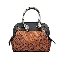 TJLSS Hand Engraved Women's Handbag Vintage Embossed Women's Tote Bag (Color : Argento, Size