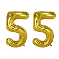 40 Inch Gold Large 55 Number Birthday Balloons,Giant Jumbo Balloons for Party, Golden Birthday Party Decorations Number Balloon for Wedding Anniversary Celebration