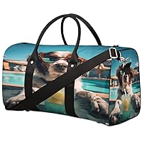 Travel Duffel Bag Dog Ice Drinking Waterproof Sport Gym Bag Foldable Travel Bag Overnight Bag Weekender Bag Handbag Sports Duffle Bags for Women Men Boys Girls