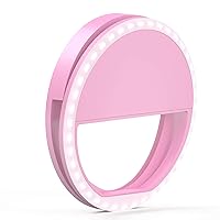 TALK WORKS Selfie Ring Light Compatible w/iPhone 15/15 Pro/15 Pro Max, 14/14 Plus/14 Pro/14 Pro Max, 13/Mini/Pro/Pro Max, Android, iPad, Laptop - Clip On LED Computer Webcam Video Lighting (Pink)