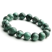 12mm Natural Green Emerald Gemstone Round Beads Women Men Bracelet AAAAA