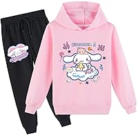 Kid Teen Casual Hoodie and Jogger Pants-Cinnamoroll Hooded Swetshirt Girls 2 Pcs Long Sleeve Tracksuit Set