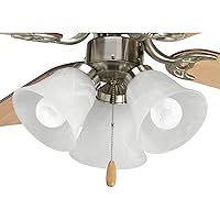 Progress Lighting AirPro Collection Three-Light Ceiling Fan Light, Brushed Nickel