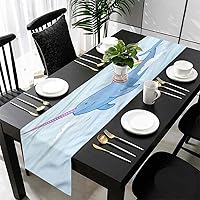 Narwhal Table Runner, Fantastic Flying Whale Decoration Table Runners, 14x72 inches, for Catering Events, Dinner Parties, Wedding, Spring Holiday, Indoor and Outdoor Parties
