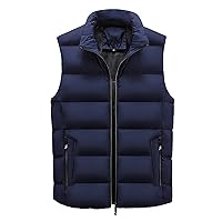 Mens Puffer Vest Padded Warm Winter Sleeveless Stand Collar Quilted Coat Outerwear Vests Oversized Vest Jacket