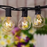 SUNSGNE 50ft Outdoor Globe String Lights G40 Patio String Lights with 53 Bulbs Connectable Commercial Hanging Lights for Christmas Patio House Backyard Balcony Party Wedding Decor, Black