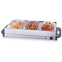 VEVOR Electric Warming Tray, Food Warming Trays for Buffet, Warming Trays with Temp Control, Portable Stainless Steel 7.5 Quart Chafing Dish Set, ETL