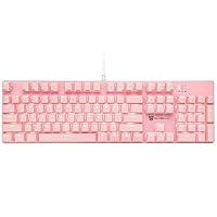 Qisan Mechanical Gaming Keyboard Wired White Backlit Keyboard Red Switches Full Size 104 Keys US Layout-Pink