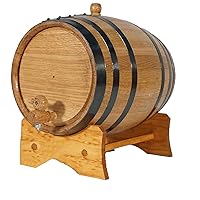 1 Gallon Oak Aging Barrel (5 Liter) with Stand, Bung and Spigot - Wooden Whiskey Barrel Wine Barrel - Charred Oak Barrels for Aging Whiskey, Bourbon, Cocktails, Rum, Tequila