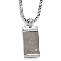 20mm Edward Mirell Titanium.06ct Diamond With Argentium 925 Sterling Silver Bezel Polished Laser textured Fancy Lobster Closure Necklace 20 Inch Jewelry Gifts for Women