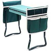 Ohuhu Garden Kneeler and Seat Heavy Duty, Upgraded Gardening Stool with Thicker and Wider EVA Foam Kneeling Pad Foldable Garden Bench with 2 Large Tools Pouches, Gifts for Women Men Seniors Gardener