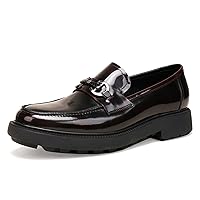 Mens Patent Genuie Leather Loafer Slip-on, Formal Dress Shoes for Men
